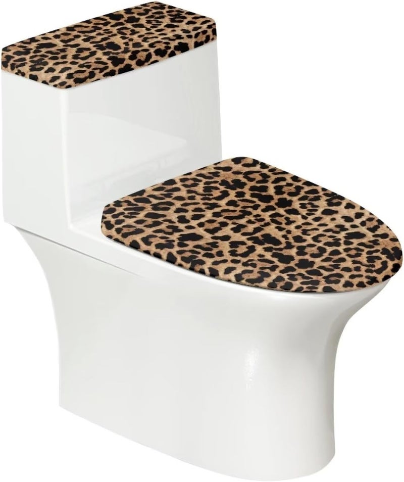 Kathyboom Toilet Lid Cover Tank Lid Covers Splash Resistant Durable Toilet Seat Covers with Elastic Edge Keep Dust Stain Off Toilet Fit Most Round and Elongated Toilet Bathroom Decor(Leopard) - Image 1